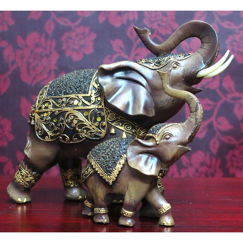 泰式大象工艺品东南亚风格家居装饰品象摆件结婚礼品大象一对摆设 NYJ104700款象摆件